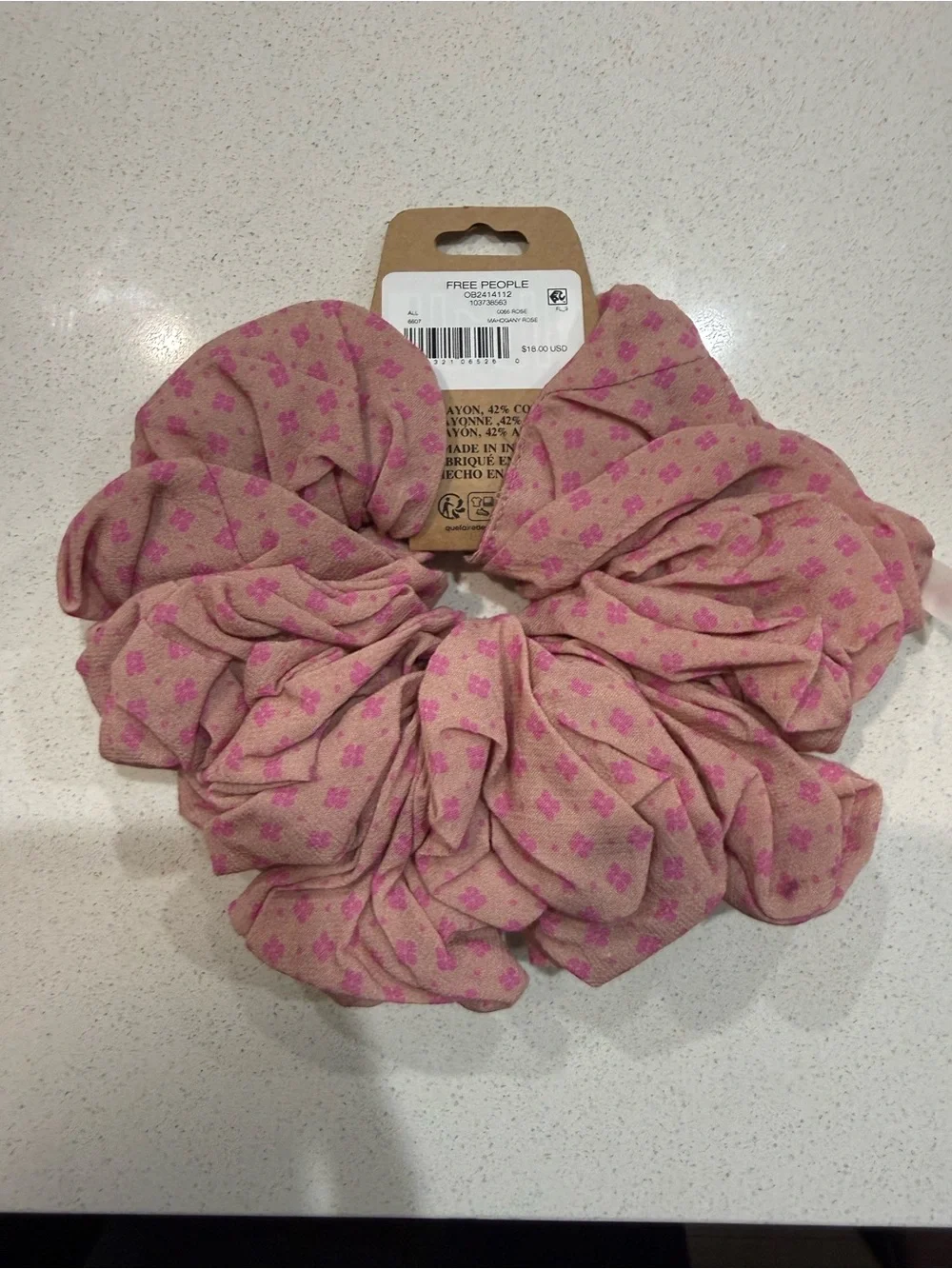 Intimately free people Jumbo Pink Floral Scrunchie